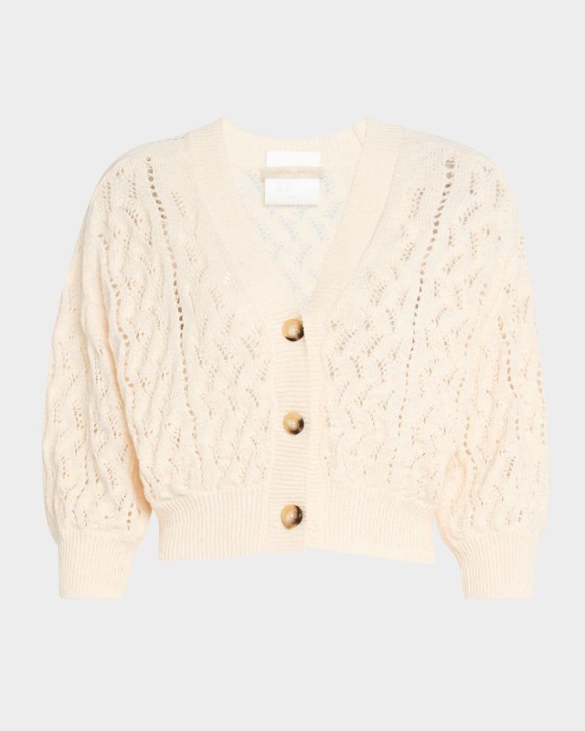 Essam Cropped Pointelle-Knit Cardigan